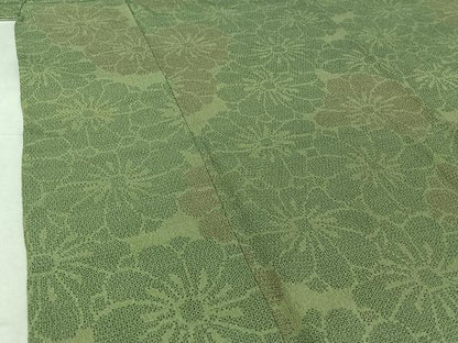 平和屋着物▽本塩沢　単衣　110亀甲　花尽くし文　正絹　逸品　AABI4624jh