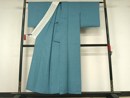平和屋着物▽上質な色無地　単衣　勿忘草色　正絹　逸品　AABI4625jh