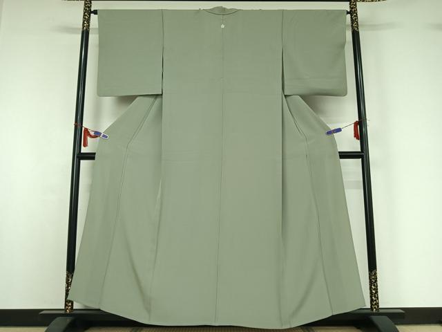 平和屋着物▽上質な色無地　単衣　湊鼠色　正絹　逸品　AABI4626jh