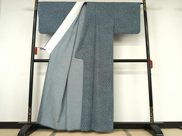 平和屋着物▽洗える最高級着物　＜英＞はなぶさ謹製　小紋　単衣　あられ文　洗える着物　AABI4629jh