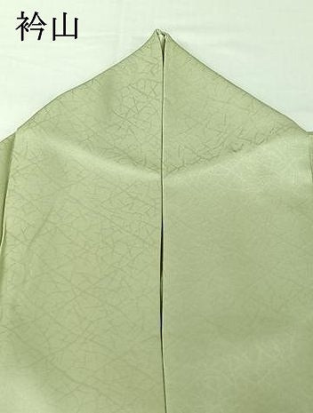 平和屋着物▽上質な色無地　単衣　氷割れ地紋　若芽色　正絹　逸品　AABI4631jh