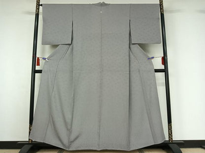平和屋着物▽上質な色無地　単衣　唐草地紋　潤色　正絹　逸品　AABI4633jh