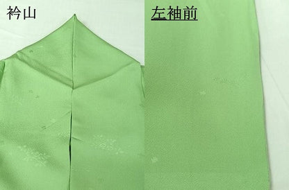 平和屋着物▽上質な色無地　単衣　草花地紋　薄萌葱色　正絹　逸品　AABI4634jh