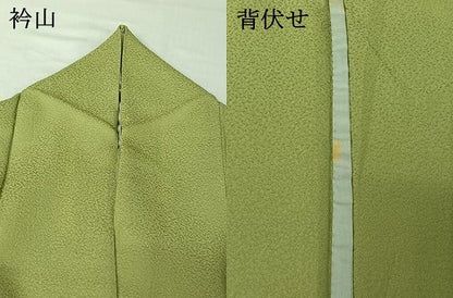 平和屋着物▽上質な色無地　単衣　若菜色　正絹　逸品　AABI4635jh