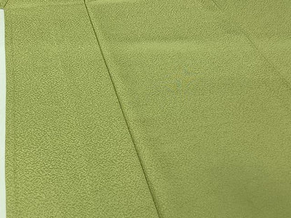 平和屋着物▽上質な色無地　単衣　若菜色　正絹　逸品　AABI4635jh