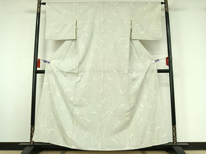 平和屋着物▽本塩沢　単衣　亀甲絣　正絹　逸品　AABI4636jh