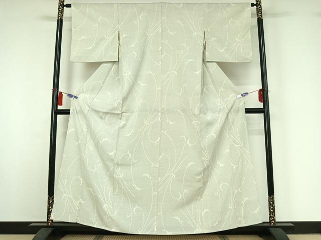 平和屋着物▽本塩沢　単衣　亀甲絣　正絹　逸品　AABI4636jh