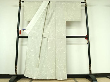 平和屋着物▽本塩沢　単衣　亀甲絣　正絹　逸品　AABI4636jh