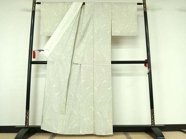 平和屋着物▽本塩沢　単衣　亀甲絣　正絹　逸品　AABI4636jh