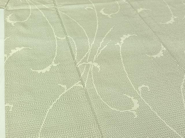 平和屋着物▽本塩沢　単衣　亀甲絣　正絹　逸品　AABI4636jh
