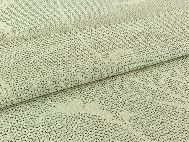 平和屋着物▽本塩沢　単衣　亀甲絣　正絹　逸品　AABI4636jh