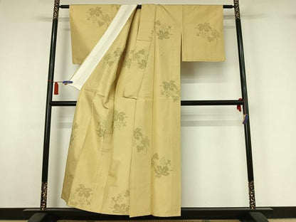 平和屋着物▽本場大島紬　単衣　葡萄　正絹　逸品　AABI4637jh