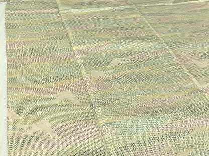 平和屋着物▽本場大島紬　単衣　霞飛鳥文　正絹　逸品　AABI4640jh