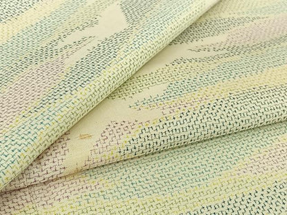 平和屋着物▽本場大島紬　単衣　霞飛鳥文　正絹　逸品　AABI4640jh