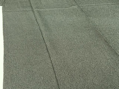 平和屋着物▽男性　江戸小紋　単衣　万筋　暗黒色×白色　鬼しぼ縮緬　正絹　逸品　AABI4642jh