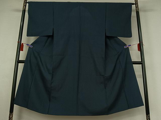 平和屋着物▽男性　小紋　単衣　縞　正絹　逸品　AABI4643jh