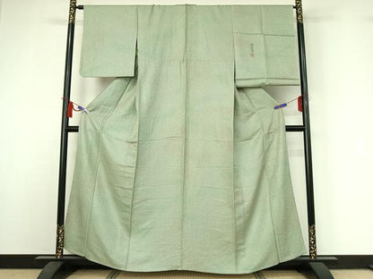 平和屋着物▽横井孝章　小紋　単衣　霞文　反端付き　正絹　逸品　AABI4648jh