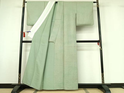 平和屋着物▽横井孝章　小紋　単衣　霞文　反端付き　正絹　逸品　AABI4648jh