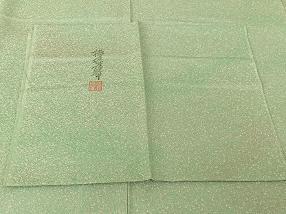平和屋着物▽横井孝章　小紋　単衣　霞文　反端付き　正絹　逸品　AABI4648jh