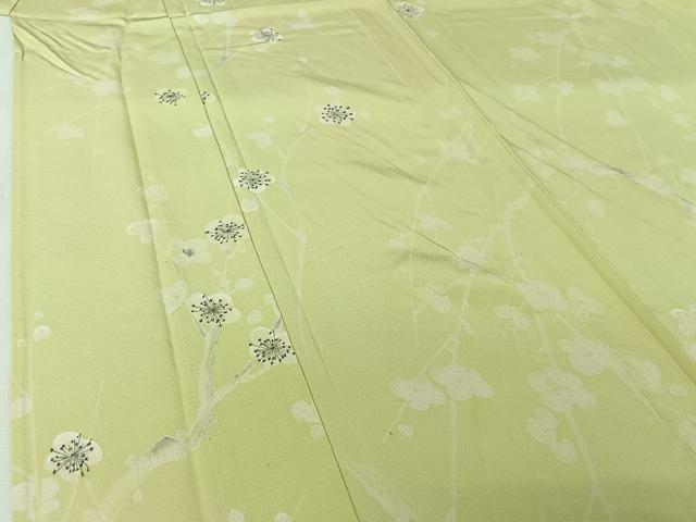 平和屋着物▽上質な小紋　単衣　手描き　枝梅文　正絹　逸品　AABI4649jh