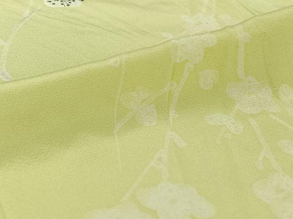 平和屋着物▽上質な小紋　単衣　手描き　枝梅文　正絹　逸品　AABI4649jh