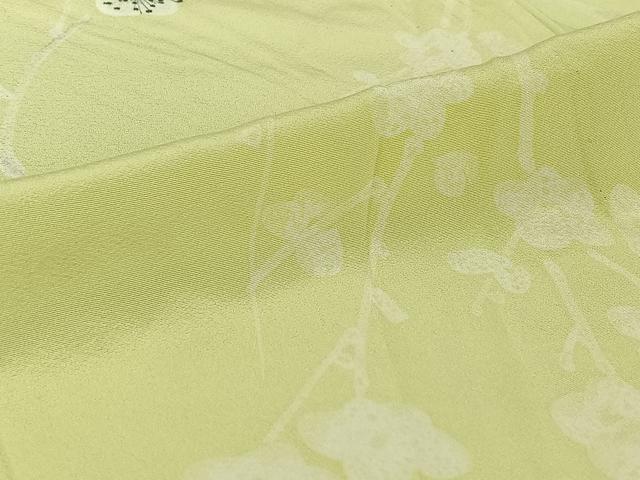 平和屋着物▽上質な小紋　単衣　手描き　枝梅文　正絹　逸品　AABI4649jh