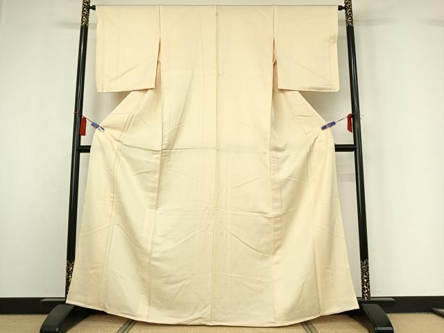 平和屋着物▽上質な色無地　単衣　鳥の子色　正絹　逸品　AABI4651jh