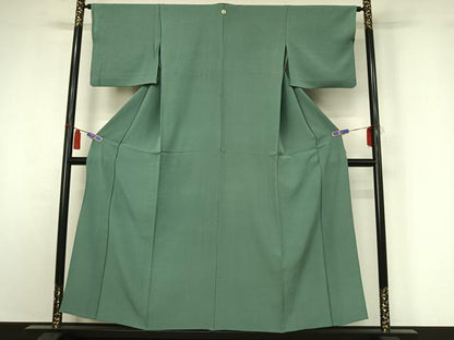 平和屋着物▽上質な色無地　単衣　薄青色　正絹　逸品　AABI4653jh