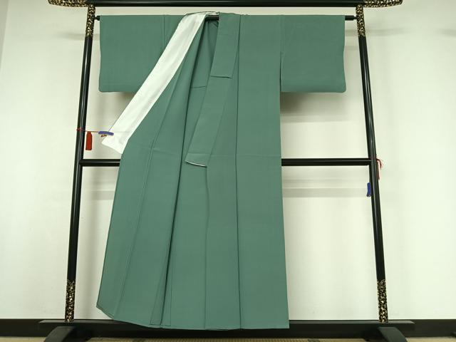 平和屋着物▽上質な色無地　単衣　薄青色　正絹　逸品　AABI4653jh