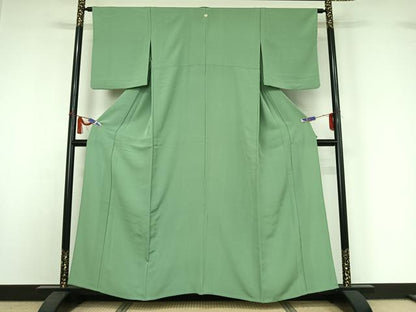 平和屋着物▽上質な色無地　単衣　薄青色　正絹　逸品　AABI4655jh