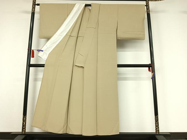 平和屋着物▽上質な色無地　単衣　枯色　正絹　逸品　AABI4656jh