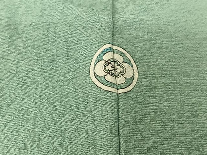 平和屋着物▽上質な色無地　単衣　錆青磁色　正絹　逸品　AABI4657jh