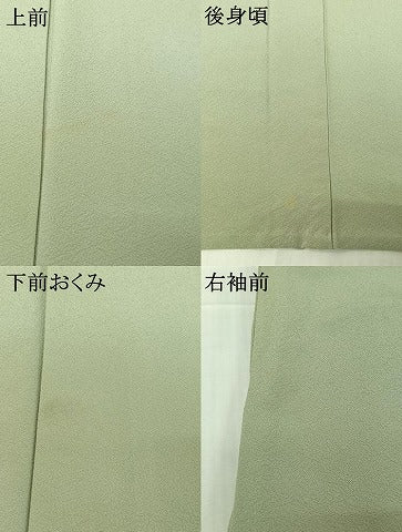 平和屋着物▽上質な色無地　単衣　青磁鼠色　正絹　逸品　AABI4658jh
