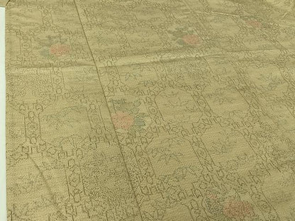 平和屋着物▽上質な紬　単衣　亀甲花文　正絹　逸品　AABI4659jh