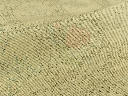 平和屋着物▽上質な紬　単衣　亀甲花文　正絹　逸品　AABI4659jh
