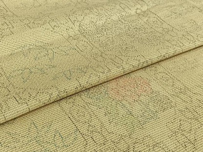 平和屋着物▽上質な紬　単衣　亀甲花文　正絹　逸品　AABI4659jh