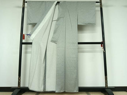 平和屋着物▽上質な小紋　単衣　花尽くし文　正絹　逸品　AABI4661jh