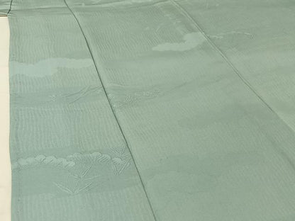 平和屋着物▽上質な色無地　単衣　霞取り地紋　水色　正絹　逸品　AABI4663jh