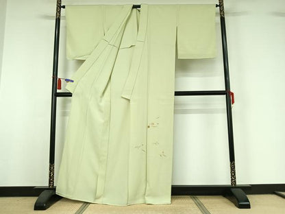 平和屋着物▽色留訪問着　単衣　総刺繍　駒刺繍　吹き寄せ文　金糸　正絹　逸品　AABI4664jh