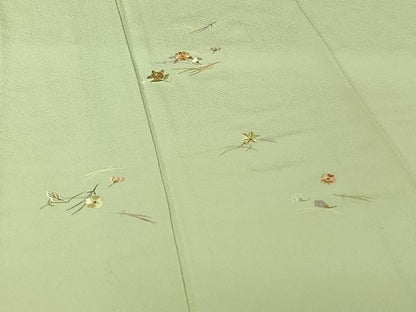 平和屋着物▽色留訪問着　単衣　総刺繍　駒刺繍　吹き寄せ文　金糸　正絹　逸品　AABI4664jh