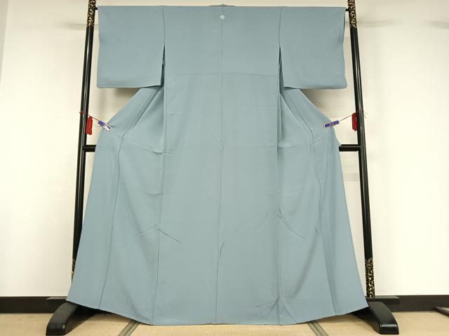 平和屋着物▽上質な色無地　単衣　勿忘草色　正絹　逸品　AABI4666jh