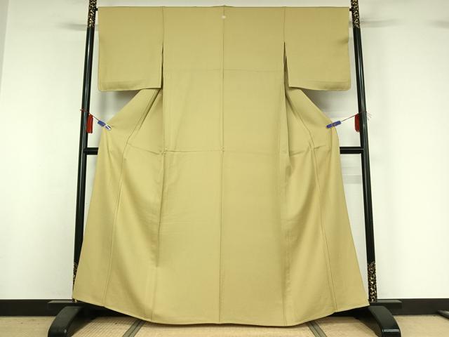 平和屋着物▽上質な色無地　単衣　蒸栗色　正絹　逸品　AABI4667jh