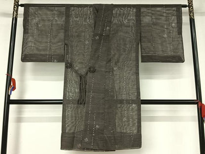 平和屋着物▽道中着　スリーシーズン　春夏秋　塵除け　幾何学文様　正絹　逸品　AABI4668jh