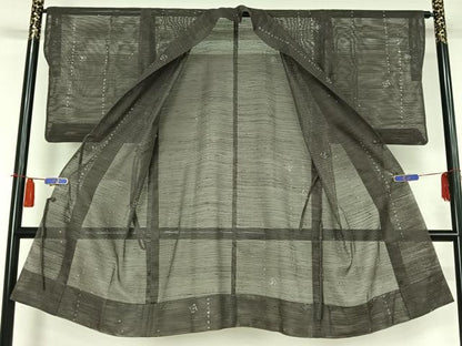 平和屋着物▽道中着　スリーシーズン　春夏秋　塵除け　幾何学文様　正絹　逸品　AABI4668jh