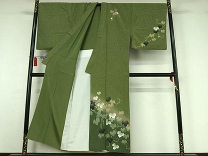 平和屋着物▽男性　訪問着　単衣　唐草文　暈し染め　キングサイズ　正絹　逸品　AABI4669jh