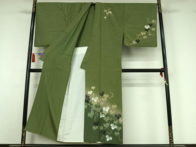 平和屋着物▽男性　訪問着　単衣　唐草文　暈し染め　キングサイズ　正絹　逸品　AABI4669jh