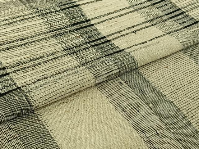 平和屋着物▽訪問着　単衣　ぜんまい紬　横段文　正絹　逸品　AABI4671jh