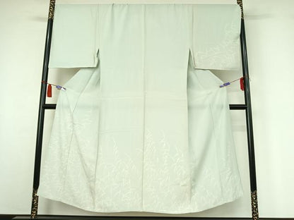 平和屋着物▽男性　訪問着　単衣　草葉文　キングサイズ　正絹　逸品　AABI4675jh