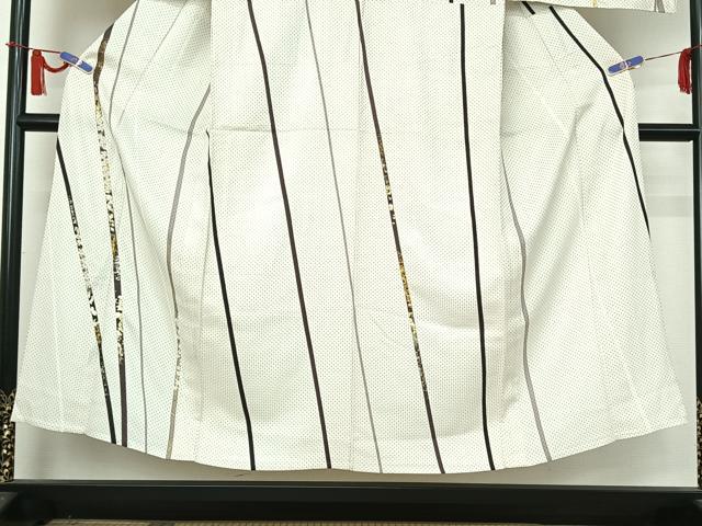 平和屋着物▽男性 訪問着 単衣 斜縞 金彩 キングサイズ 正絹 逸品