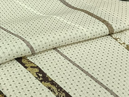 平和屋着物▽男性　訪問着　単衣　斜縞　金彩　キングサイズ　正絹　逸品　AABI4679jh